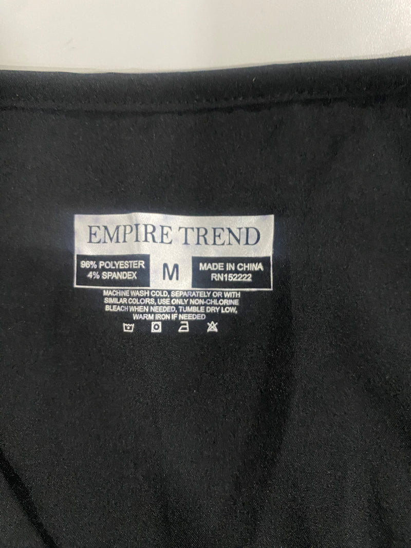 EMPIRE TREND SCRUB TOP, 98% POLYESTER, 4% SPANDEX - SIZE: M - BLACK - Brand New