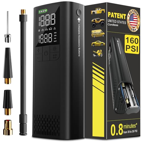 BBD CAR TIRE INFLATOR PORTABLE AIR COMPRESSOR, 0.8 MIN FULL INFLATION 160PSI - Brand New