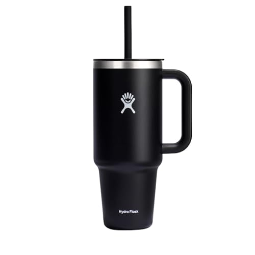 HYDRO FLASK TUMBLER HANDLE LID STRAW INSULATED STAINLESS STEEL - BLACK - Like New