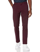 AMAZON ESSENTIALS MENS STRAIGHT-FIT CASUAL STRETCH CHINO PANT - BURGUNDY 28X28 - Brand New