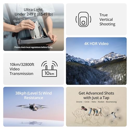 DJI Mini 3 (DJI RC), Lightweight 3x Mechanical Gimbal Drones with Camera 4K - Like New