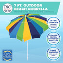 RIO BEACH 7' 20 PANEL UMBRELLA SAND ANCHOR UB723-2015-1 - MULTI COLOR - Brand New