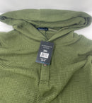 BLUE ICE MEN'S LOOSE FIT WAFFLE KNIT HENLEY PULLOVER HOODIE - SIZE: 3XL - OLIVE - Brand New