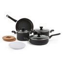 AMAZON BASICS 10 PIECE HARD ANODIZED NON-STICK STACKABLE COOKWARE SET - BLACK - Like New