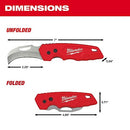 MILWAUKEE'S TOOL 48-22-1525 FASTBACK HAWKBILL FOLDING KNIFE - RED - Like New