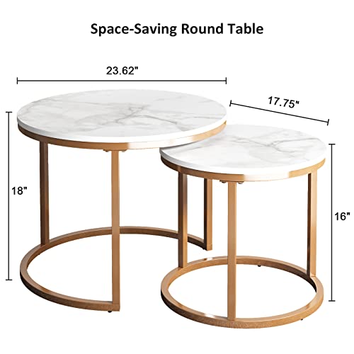 KOTPOP MODERN NESTING TABLE COFFEE TABLE - GOLD/WHITE - Like New