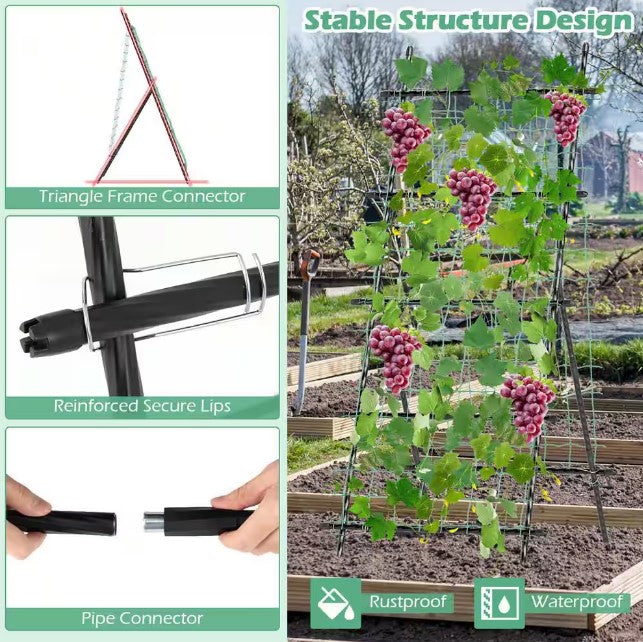 COSTWAY 75 IN. METAL GARDEN CUCUMBER TRELLIS FOR PLANT CLIMBING - BLACK/GREEN - Like New