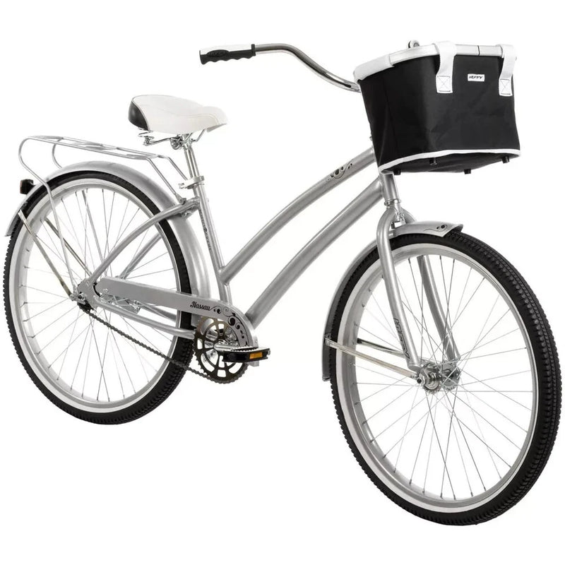HUFFY WOMEN'S NASSAU CRUISER BIKE 26" PERFECT FIT STEEL FRAME COMFORT - SILVER - Like New