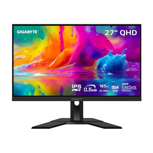 GIGABYTE M27Q 27" 165HZ 1440P -KVM GAMING MONITOR SS IPS DISPLAY - BLACK - Like New