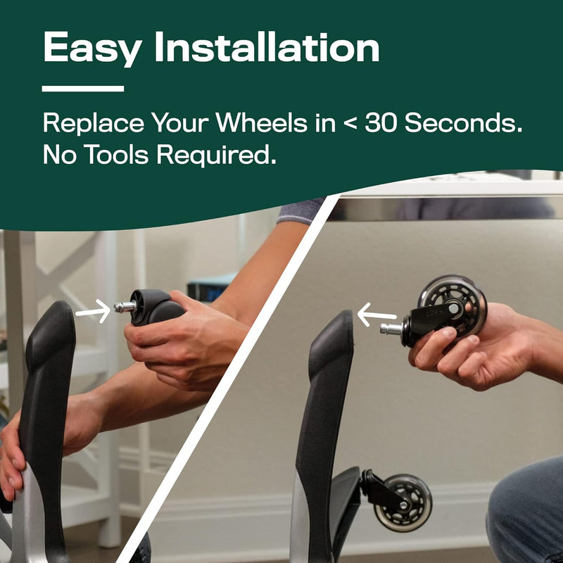 THE OFFICE OASIS - THE ORIGINAL ROLLERBLADE OFFICE CHAIR WHEELS (AS SEEN ON PBS) - Like New