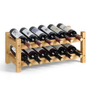 HYNAWIN 2 Tiers Bamboo Wine Rack Countertop Wine Display Stand B0C27WNV32 - Like New