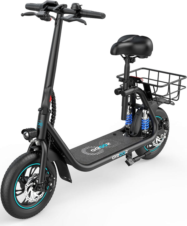Gyroor C1 Electric Scooter for Adults with Seat, 20/25 Miles Range 450W - BLACK Like New