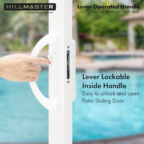 HILLMASTER SLIDING GLASS DOOR HANDLE MORTISE LOCK KEY CYLINDER 006-WHITE - Like New