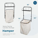 Collapsible Wall-Mounted Clothes Hamper Canvas Bag Metal Shelf Black B0D7J6DGP4 - Brand New