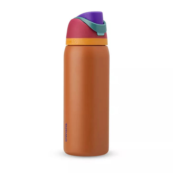OWALA 32OZ FREESIP STAINLESS STEEL WATER BOTTLE - PLUM/BROWN - Like New