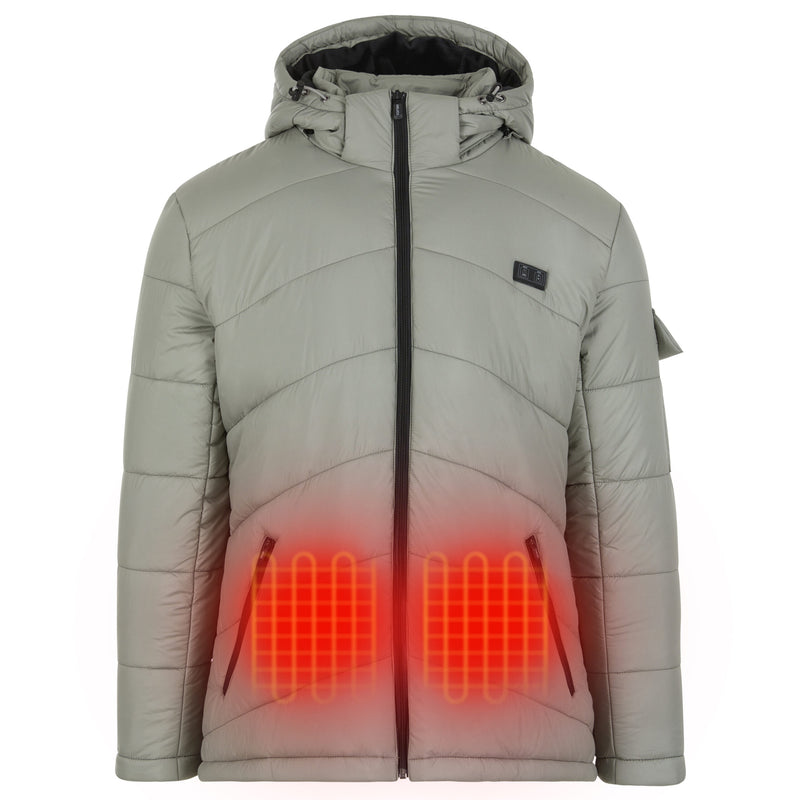 HELIOS – THE HEATED COAT – PAFFUTO STYLE FOR WOMEN - SIZE: XL - GREY/MINT SILVER - Like New