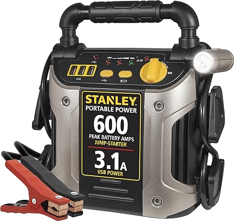 STANLEY J309 Portable Power Station Jump Starter 600 Peak Amp - Black/Silver Like New