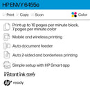 HP ENVY 6455E WIRELESS COLOR INKJET PRINTER PRINT MOBILE PRINTING - WHITE Like New