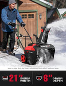 POWERSMART ELECTRIC SNOW BLOWER 21-INCH CORDED SNOW THROWER DB7521A - BLACK/RED - Like New