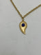 REBECCA MINKOFF GOLD WATER DROPLET CHAIN NECKLACE, SUN SYMBOL WITH BLUE SPHERE - Brand New