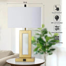 GOLD TOUCH CONTROL TABLE LAMPS SET OF 2 WITH USB PORTS AND LED BULBS - GOLD - Like New