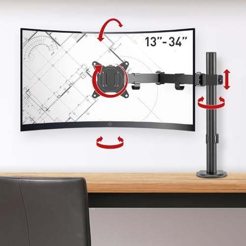 Barkan Monitor Desk Mount Flat/Curved Screens Sizes 13-34" Full Motion - BLACK Like New