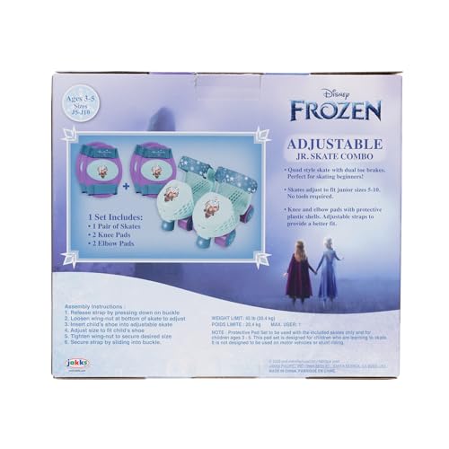 Disney Frozen Junior Skates Includes Knee and Elbow Pads, Size Adjustable - Like New