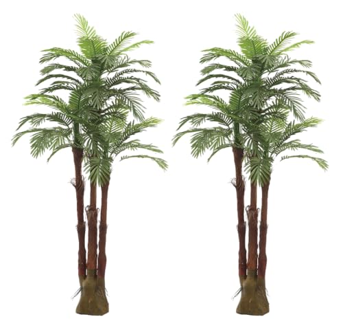 AMERIQUE Double Gorgeous 6 Feet Tropical Palm Artificial Tree - AMS0354 - Green - Like New
