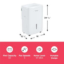 FRIGIDAIRE GALLERY 50 PINT SMART DEHUMIDIFIER WITH MERV 14 FILTER - WHITE - Like New