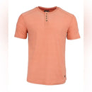 CANADA WEATHER GEAR MEN'S TRAIL BLAZER HENLEY T-SHIRT - SIZE: MEN L - CORAL - Brand New