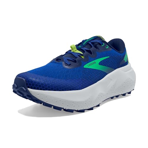 BROOKS MEN’S CALDERA 6 TRAIL RUNNING SHOE; SIZE 9.5; BLUE/SURF THE WEB/GREEN - Like New