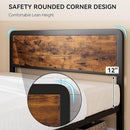 GARVEE 14" QUEEN METAL PLATFORM BED FRAME WOODEN HEADBOARD - VINTAGE BROWN - Like New