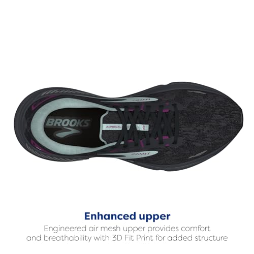 BROOKS WOMEN’S ADRENALINE GTS 23 RUNNING SHOE - BLACK/LIGHT BLUE/PURPLE - SIZE 8 - Like New
