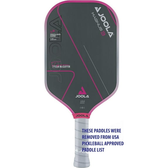 JOOLA 2024 TYSON MCGUFFIN MAGNUS 3 16MM PICKLEBALL PADDLE - GRAY/PINK - Like New