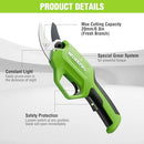 WORKPRO 7.2V ELECTRIC PRUNING SHEARS BATTERY POWERED SCISSORS - GREEN - Like New