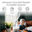 CRANE DROPLET ULTRASONIC SMALL AIR HUMIDIFIERS EE-5302CW - CLEAR AND WHITE - Like New