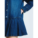 SCOOP DENIM PLEATED MINI SHIRT DRESS - SIZE: WOMEN S (4-6) - DARK ACID WASH - Brand New