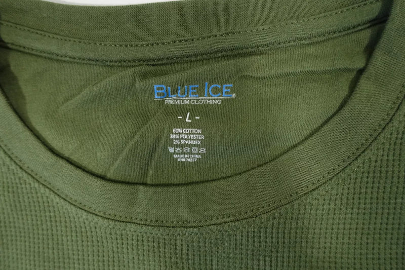 BLUE ICE CLOTHING OLIVE GREEN LARGE WAFFLE SWEATER MENS - SIZE: MEN S - OLIVE - Brand New