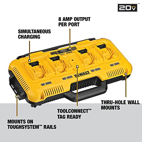 DEWALT 20V MAX CHARGER 4-PORT RAPID CHARGE DCB104 - BLACK/YELLOW - Like New