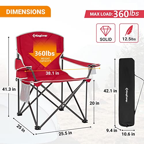KINGCAMP PORTABLE FOLDING CAMPING QUAD CHAIR OVERSIZED FULLY CUSHIONED - RED - Like New