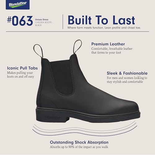 BLUNDSTONE DRESS CHELSEA BOOTS - UNISEX 063 - SIZE: MEN 9.5 WOMEN 11.5 BLACK - Like New