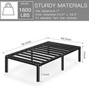 HAAGEEP Black Twin Metal Bed Frame No Boxspring 14 Inch Bed Frames Storage - Brand New