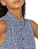 AMAZON ESSENTIALS WOMEN SLEEVELESS RELAXED-FIT WOVEN SHIRT 2XL BLUE WHITE PETAL - Brand New
