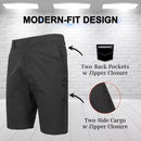 JUMP START MEN’S 6-POCKET ALL MOTION STRETCH UTILITY SHORTS - SIZE 34 - BLACK - Brand New