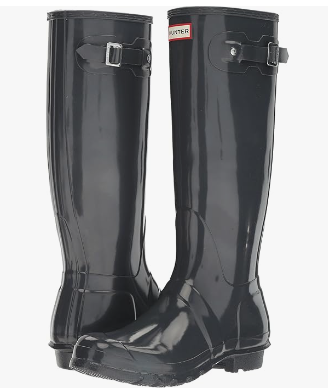 WFT1000RGL Hunter Women's Original Tall Gloss Pull On Rain Boot Black Size 9 - Like New