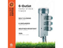 POWER GEAR 6-OUTLET YARD STAKE TIMER UP6005 - GREEN - Like New