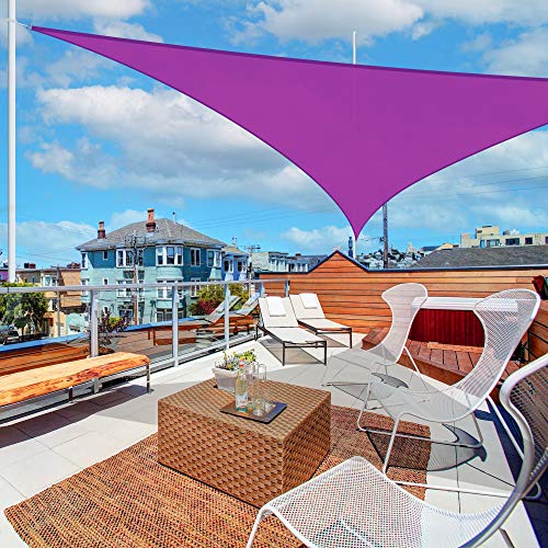 YESCOM 1 25'X25'X25' TRIANGLE SUN SHADE SAIL 97% UV BLOCK COMMERCIAL - FUCHSIA - Like New