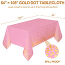 YIONESHOP 6 PACK PINK/GOLD PLASTIC TABLECLOTHS FOR RECTANGLE TABLE - NEW - Brand New
