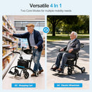 TIVARO FOLDABLE 4-IN-1 ELECTRIC WHEELCHAIR,ROLLATOR,WALKER EW6001 - BLACK - Like New