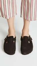 0660461 BIRKENSTOCK UNISEX BOSTON SOFT FOOTBED, MOCHA SUEDE, 40 M EU, SIZE 7 - Like New